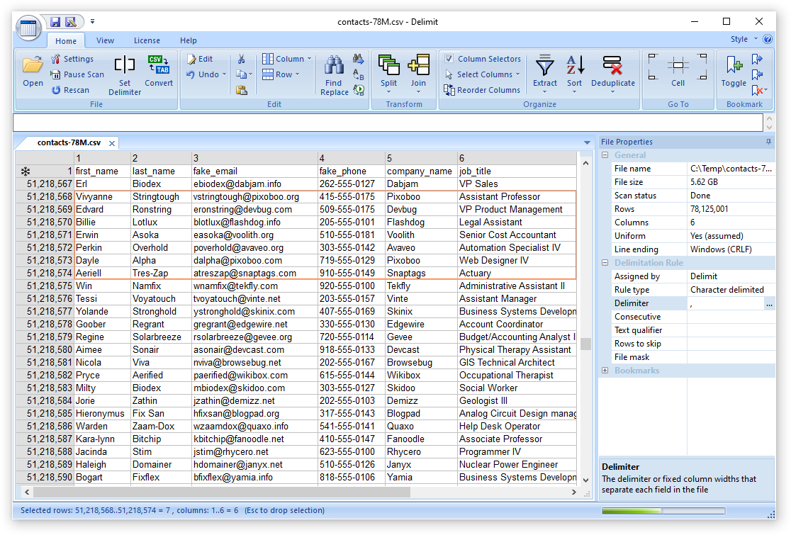 Delimit - Software that can handle huge CSV files.