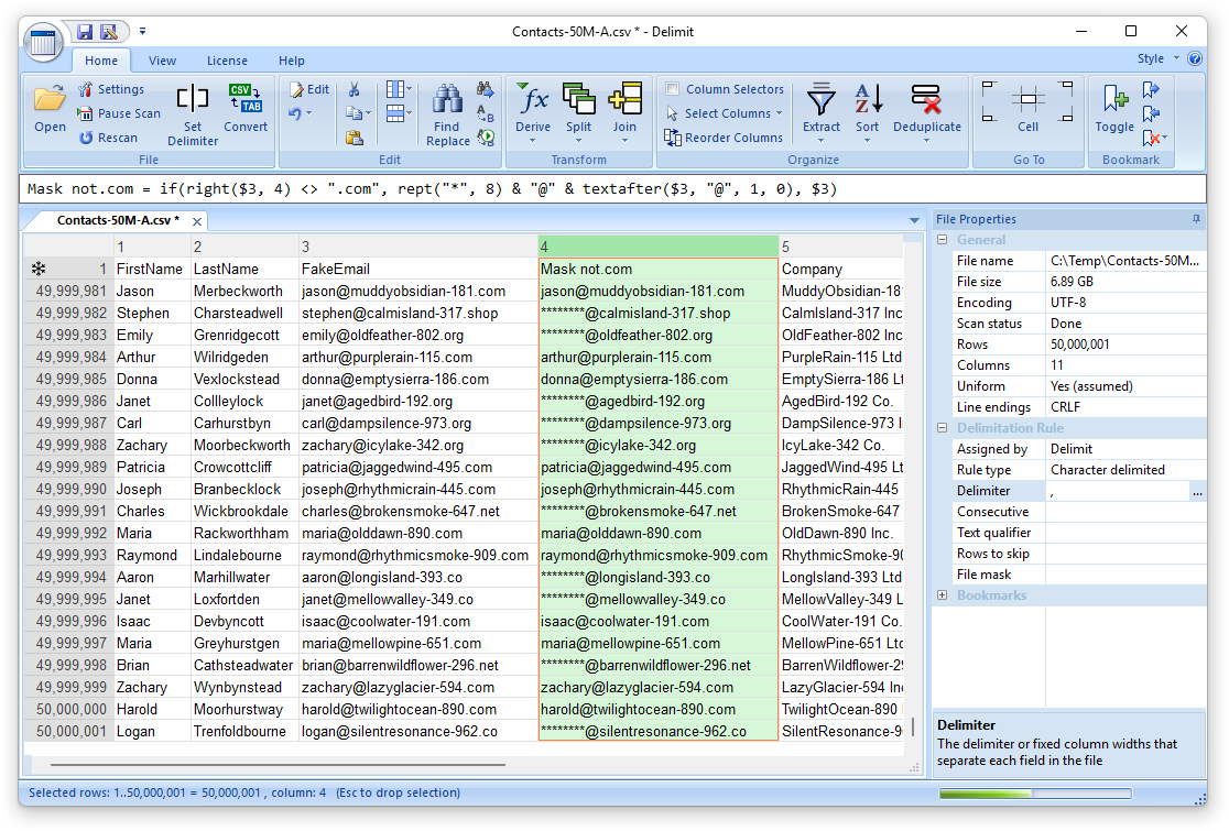 Delimit - Software that can handle huge CSV files.